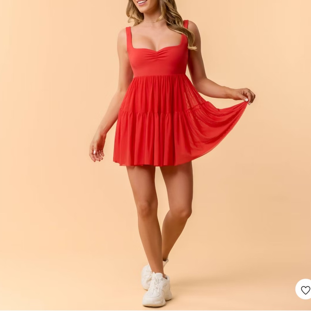 New Blogilates Women's Sweetheart Babydoll Dress - Red - Picture 4 of 11